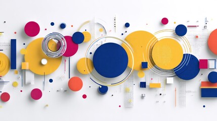 Obraz premium Colorful, abstract composition of overlapping geometric shapes on a white background