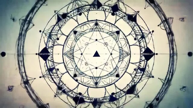 Mystical geometric mandala animation unfolds with ancient cosmic patterns and sacred geometry