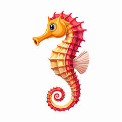 Vibrant seahorse illustration on a white background showcasing its unique form and color palette