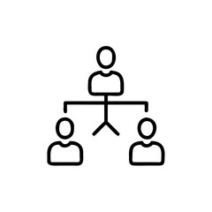 Outline icon three people connected in a hierarchy team connection