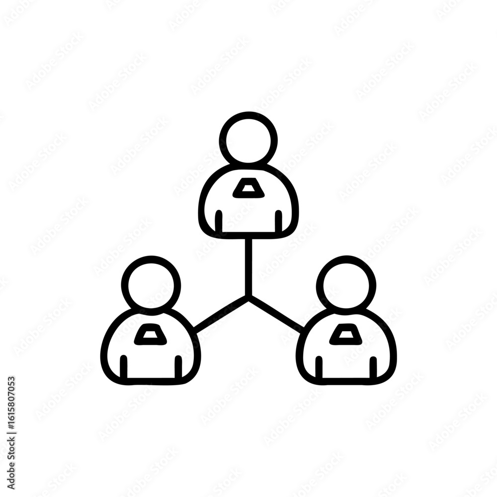 Aufkleber outline icon three people connected in a network connection communication