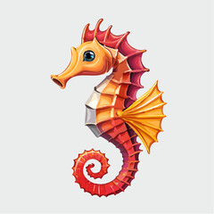 Captivating portrayal of a vibrant cartoon seahorse with unique coloring style art