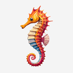 Fototapeta premium Colorful seahorse illustration showcasing intricate details and vibrant aquatic life portrayal