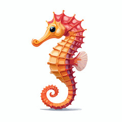 Vibrant depiction of a seahorse with gradients of red, orange and yellow colors © tribun
