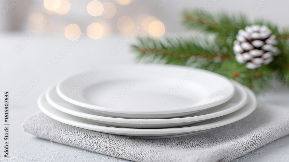 Aufkleber minimalistic new year table setting includes simple elegant tableware surrounded by muted holiday de
