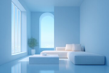 minimalistic image showcasing refreshingly renovated interior space with neutral color tones