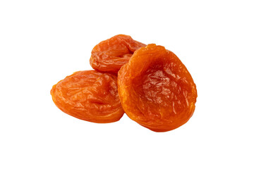 Dried apricots isolated on white background.