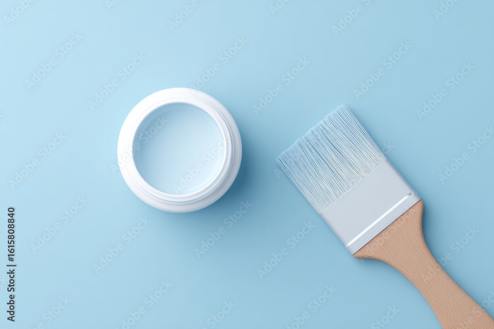 Poster capture minimalistic scene of hair dye tools arranged neatly against plain contrasting background wi