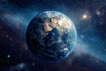 Planet earth rotating in space showing africa and asia continents