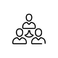 Outline icons three people in a team formation group symbol