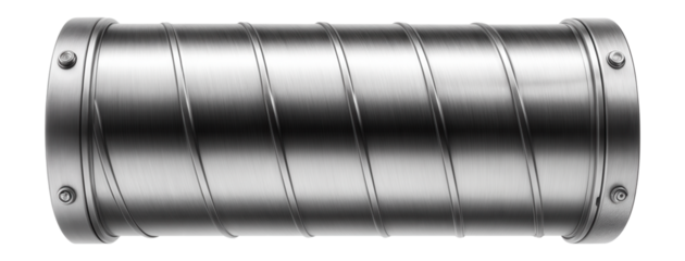 Spiral-wound rigid duct made from stainless steel, suitable for chemical plants.