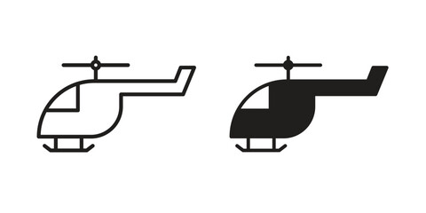 Helicopter icon graphic doodle, sketch, outline drawing Vector illustration