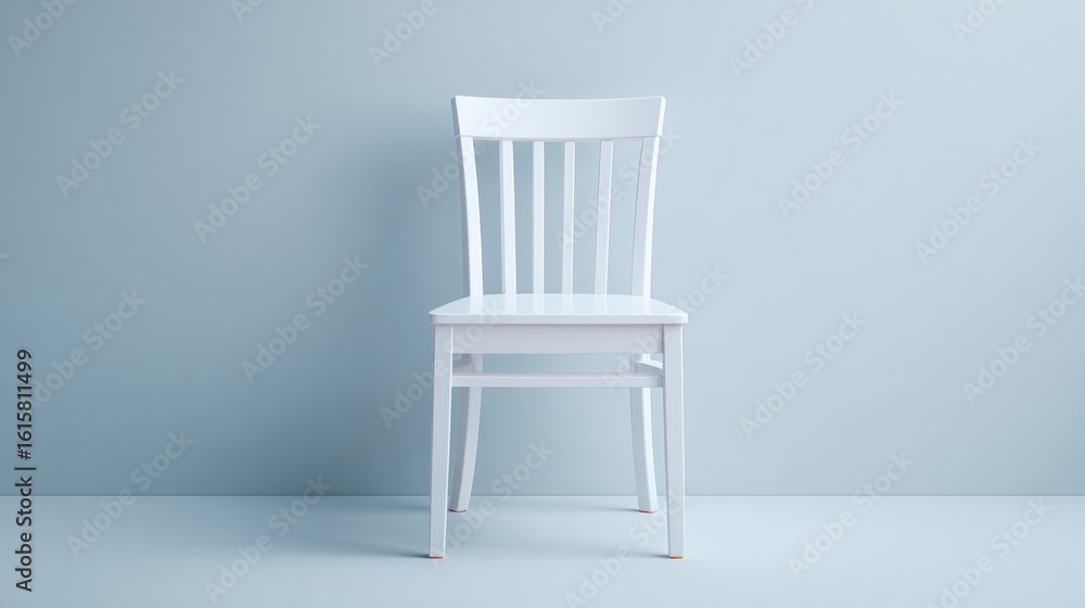 Poster create minimalistic photograph of single chair in center of empty room