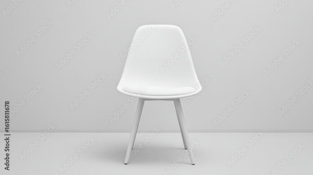 Poster create minimalistic photograph of single chair in center of empty room