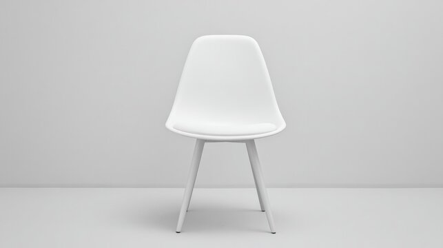 create minimalistic photograph of single chair in center of empty room