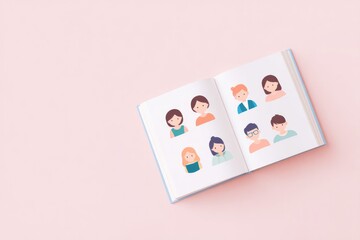 minimalistic design showcasing educational comic book on clean white surface provides ample copy space