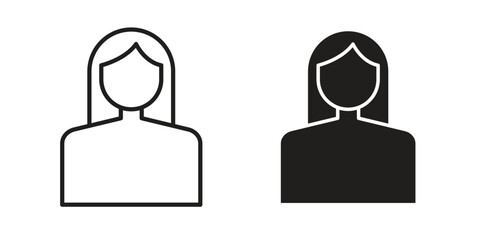 Girl icon graphic doodle, sketch, outline drawing Vector illustration