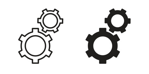 Gears icon graphic doodle, sketch, outline drawing Vector illustration