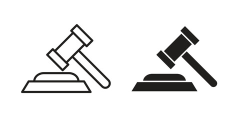 Gavel icon graphic doodle, sketch, outline drawing Vector illustration