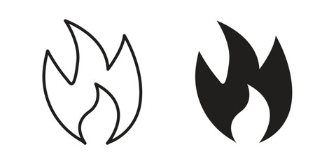 Flame icon graphic doodle, sketch, outline drawing Vector illustration