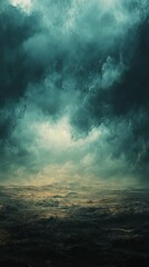 Dramatic Ocean Scene with Moody Sky and Dark Waves