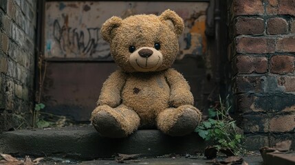 teddy bear sitting on a wooden chair