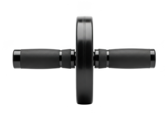 Black ab wheel with grips isolated on transparent background