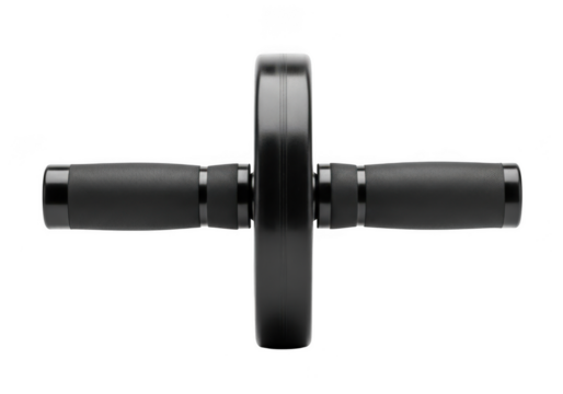 Black ab wheel with grips isolated on transparent background