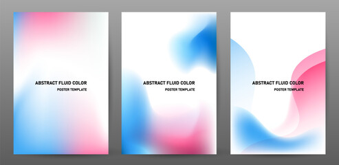 Abstract Blue Pink Fluid Color Gradient Poster Templates Set.