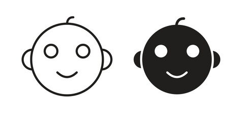 Fototapeta premium Child face icon graphic doodle, sketch, outline drawing Vector illustration
