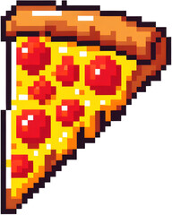 Pixel Art Slice of Classic Pizza, PNG Pixelated international fast food icons, element set on transparent background. Generative ai