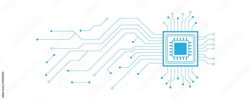 Poster abstract white blue digital technology futuristic circuit board background design. technology dots l