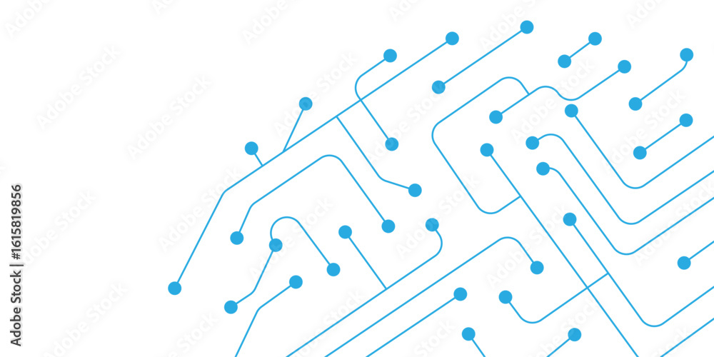Poster abstract white blue digital technology futuristic circuit board background design. technology dots l