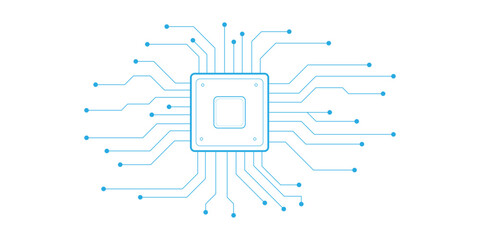 Abstract white blue digital technology futuristic circuit board background design. Technology dots lines connect network background.	