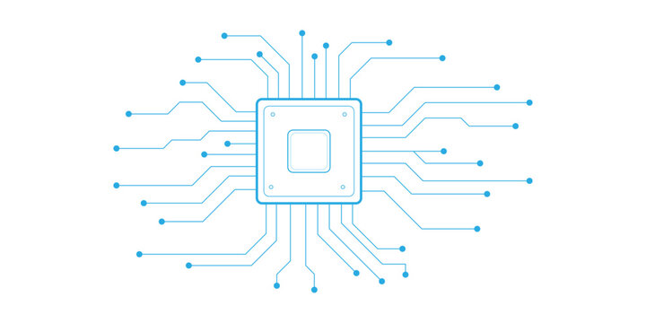 Abstract white blue digital technology futuristic circuit board background design. Technology dots lines connect network background.	