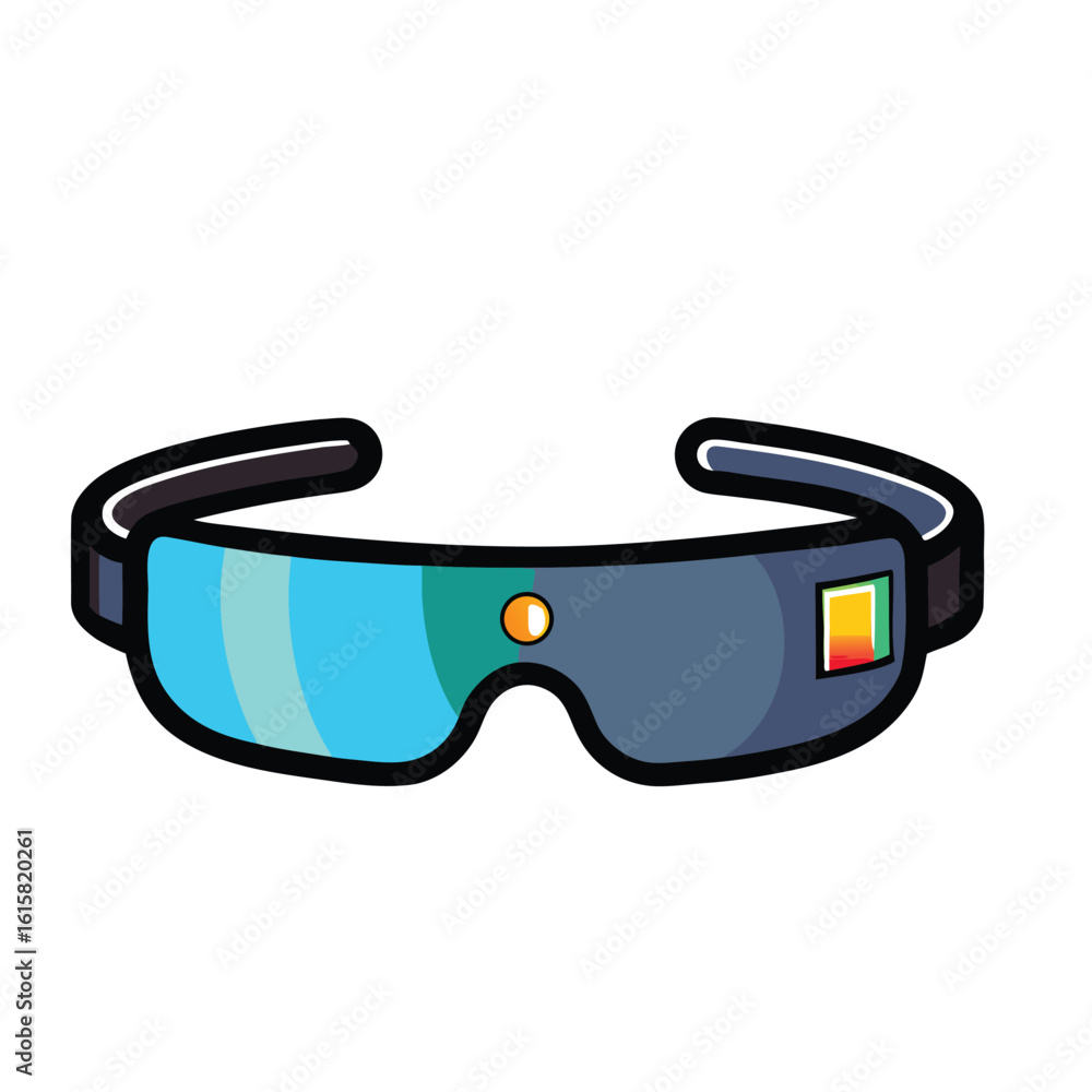 Poster modern smart glasses with futuristic digital display interface technology isolated on white backgrou