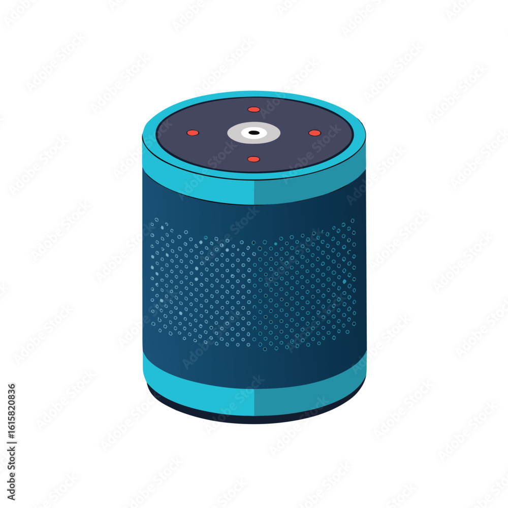 Poster modern smart speaker with sleek design perfect for home automation and audio isolated on white backg