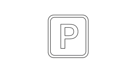 Minimalist parking sign icon with outline style on white background