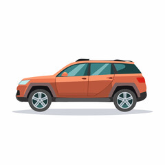 Fototapeta premium Illustration of a stylish orange SUV on a white background ready for any adventure