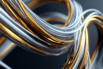 Modern 3D Render of Flowing Twisted Wireform Structure