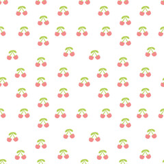 Seamless Cherry Pattern on Black Background