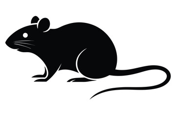 Obraz premium Black silhouette of a rat with whiskers and a long tail rodent animal