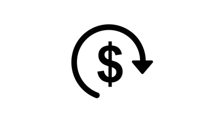 Obraz premium Dollar arrow rotation icon for financial growth and money management concepts