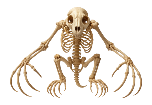 Patriomanis skeleton with elongated claws and curved digits