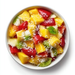 Vibrant fruit salad in a white bowl