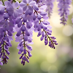 Close-Up of Blooming Wisteria Flowers in Soft Natural Light