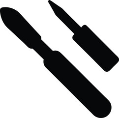 Black Silhouette of Two Crafting Tools on a White Background Ideal for Design and Technical Illustrations