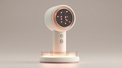 Sleek, light-emitting device sits on a transparent base, showcasing glowing lights