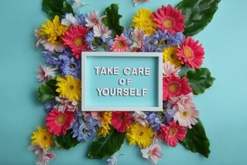 Take care of yourself inspirational floral message