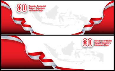 set of banner 80th anniversary of Indonesia independence day with official logo
